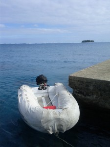 Dinghy waiting to take us to Illusion