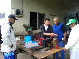At work in Raivavae - we loved getting to know the mechanics and are grateful for their generosity.